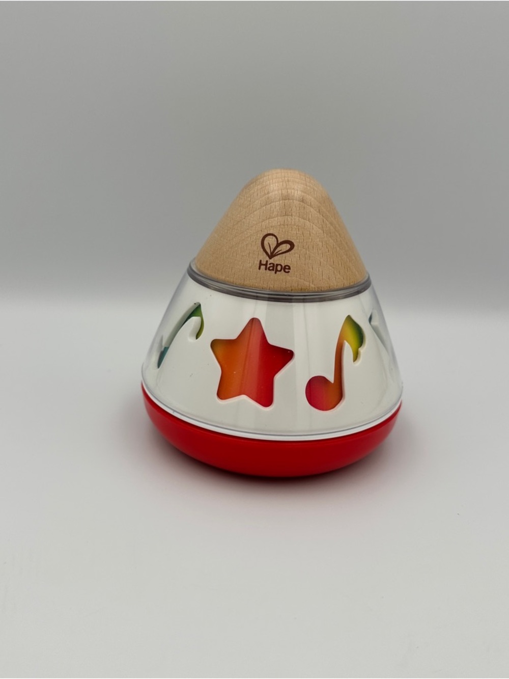 Hape Rotating Baby Music Box Twists Spins Plays Music Rainbow Colors Wooden Toy